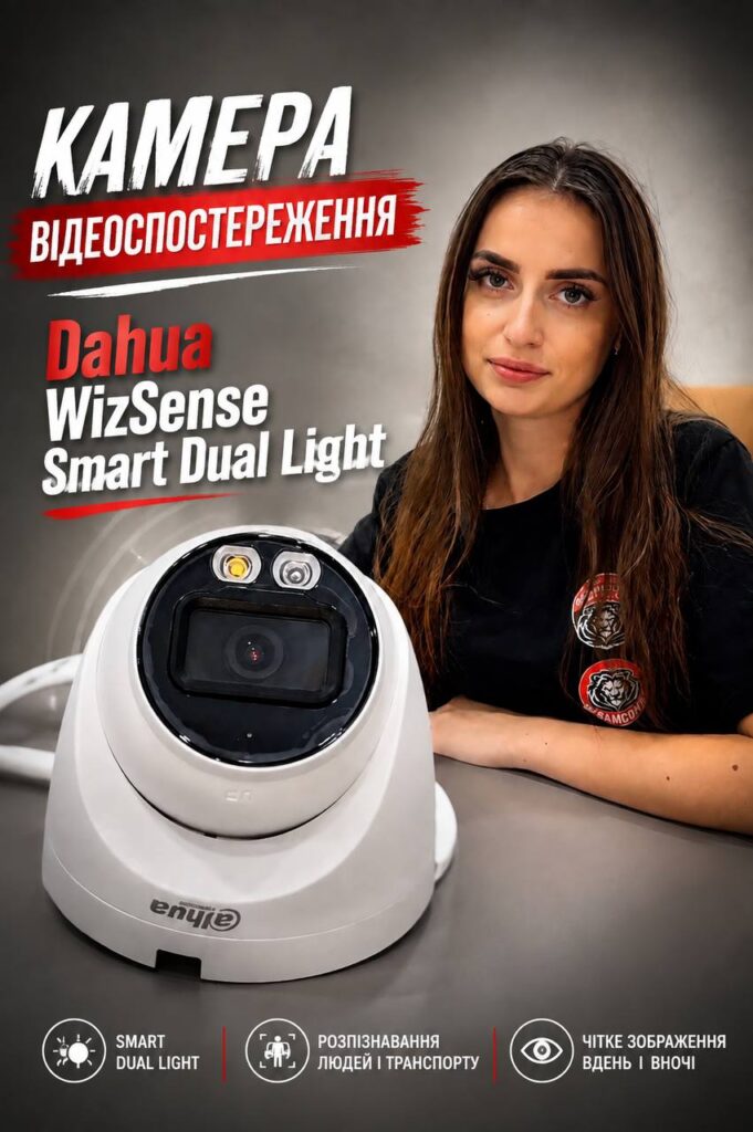 Камера відеоспостереження Dahua WizSense Smart Dual Light — сучасне рішення для цілодобового контролю вашого об’єкта.